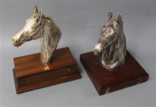 After D. Geenty- A modern silver overlaid model of a horses head, Sheffield, 2006 and one other similar model Geenty height 21.4cm.